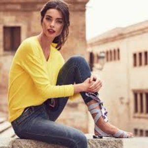 Cabi Canary Yellow Tie Back Pullover Sweater